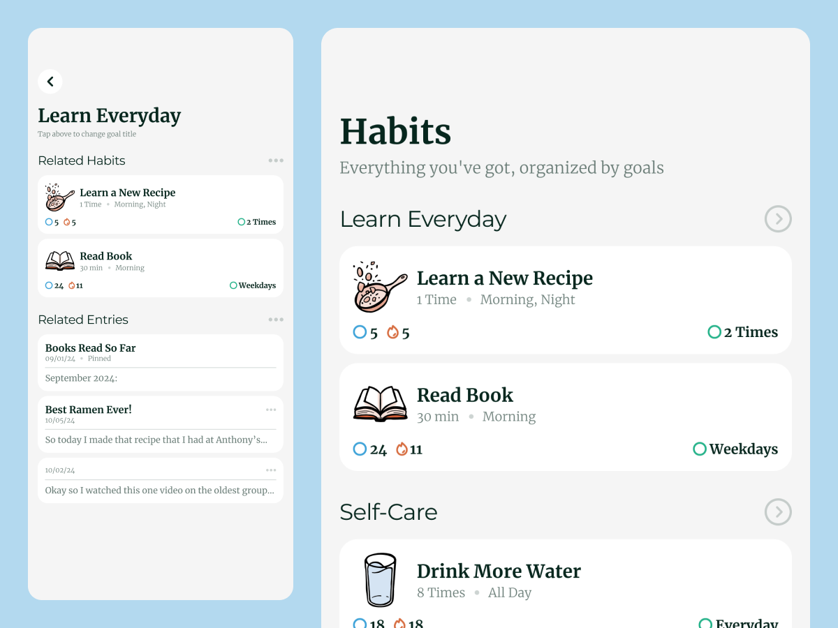 Mockup of home page and task management